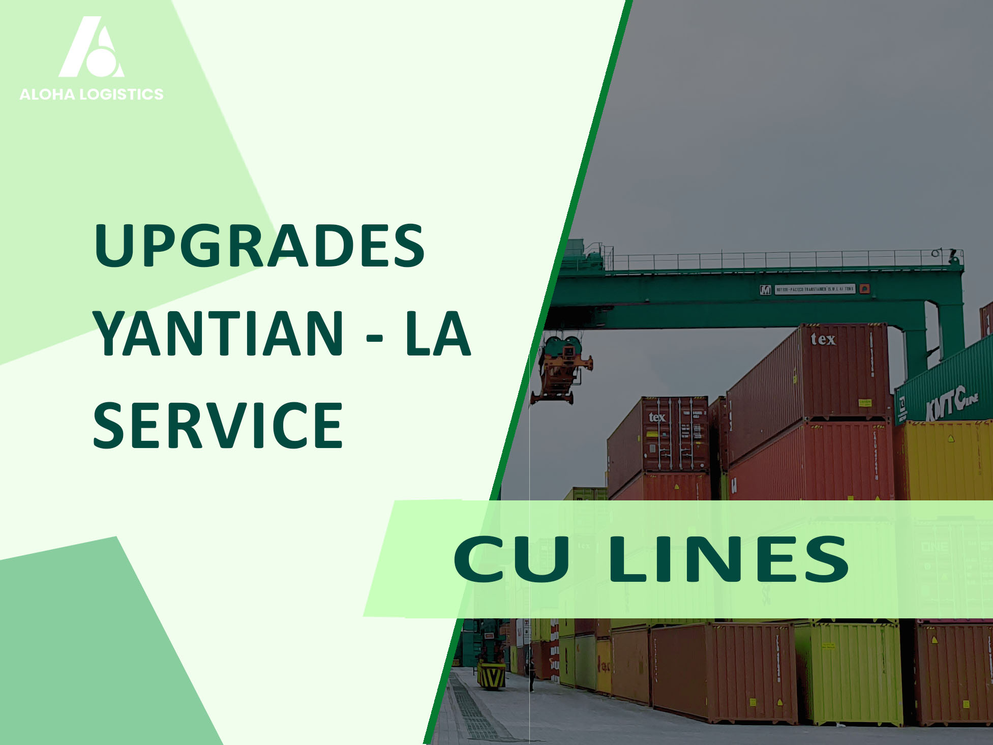 CU LINES UPGRADES YANTIAN LA SERVICE - ALOHA LOGISTICS CU LINES UPGRADES YANTIAN LA SERVICE - ALOHA LOGISTICS